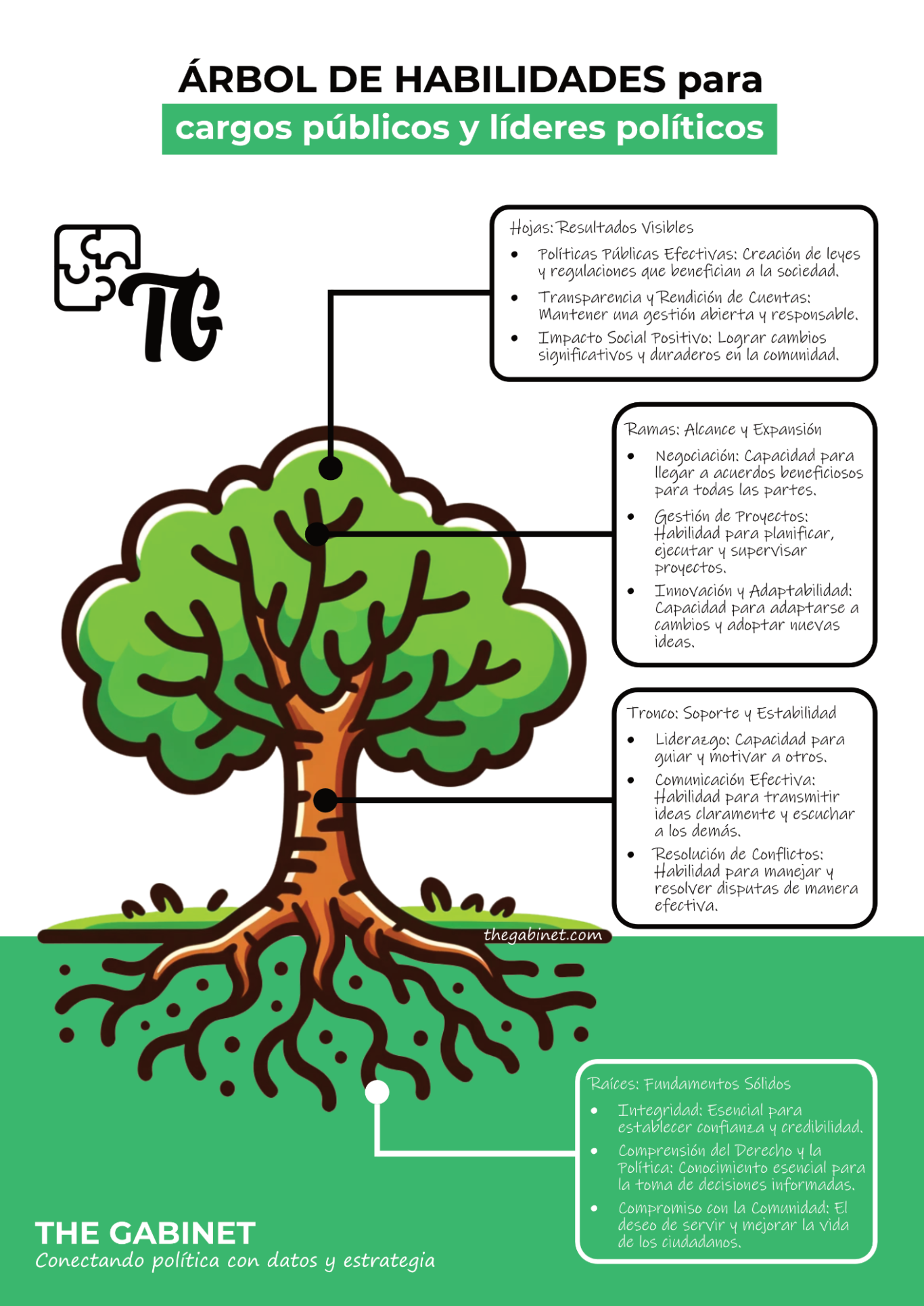 Infografía del Árbol de habilidades para cargos públicos y líderes políticos